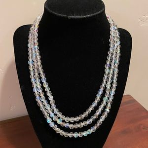 Vintage Aurora Borealis three strand necklace